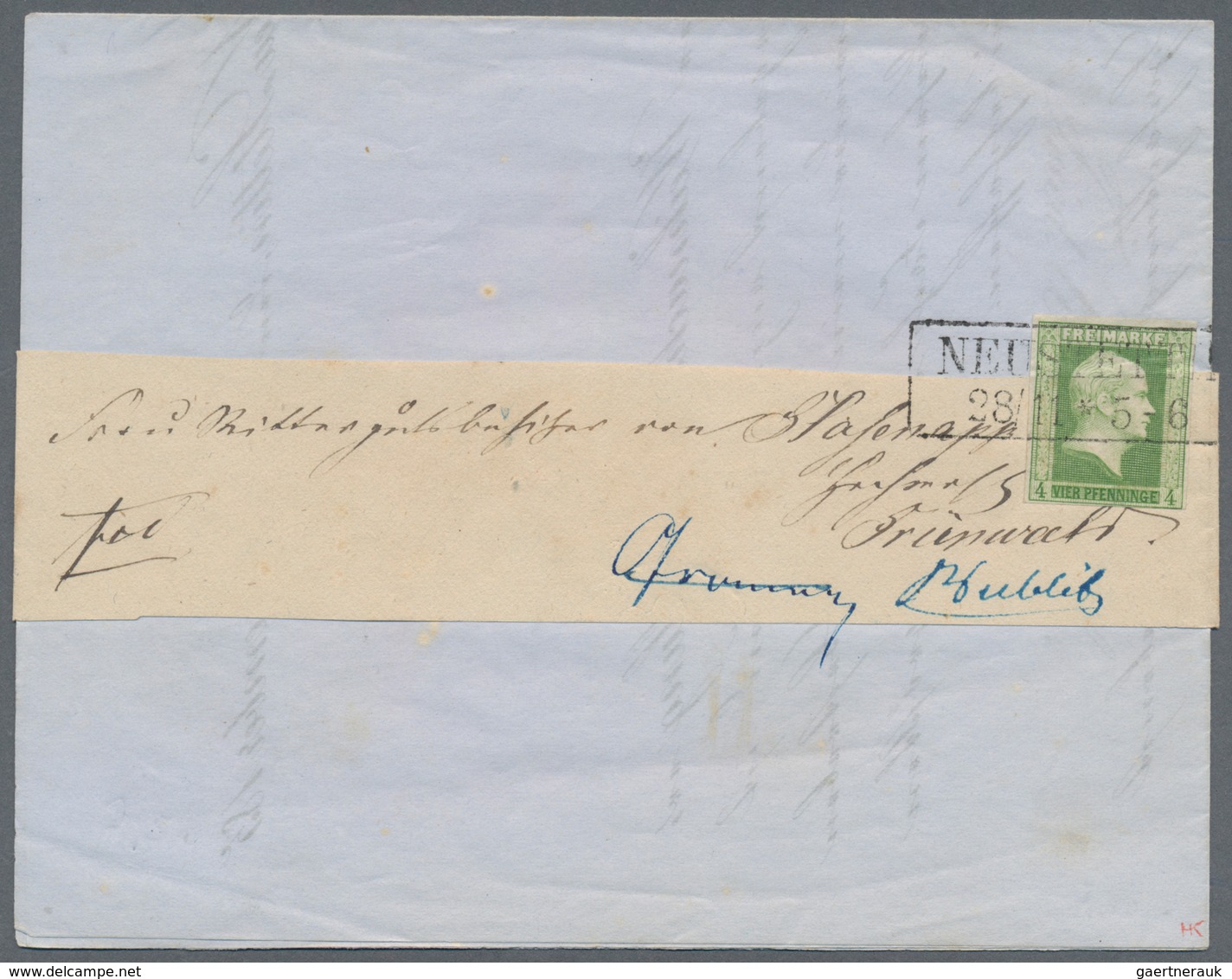 Preußen - Marken Und Briefe: 1856, 4 Pfg. Grün, Farbfrisches Exemplar, Unten Minim Tangiert Sonst Vo - Autres & Non Classés
