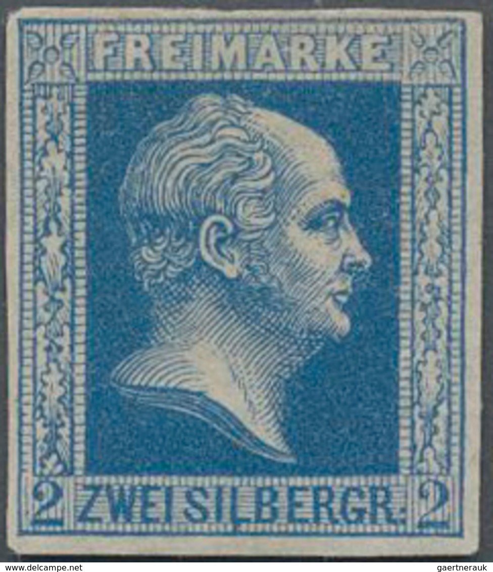 Preußen - Marken Und Briefe: 1857, 2 Sgr DUNKELBLAU Mit PLATTENFEHLER "L" (in Silbergroschen) MIT UN - Sonstige & Ohne Zuordnung