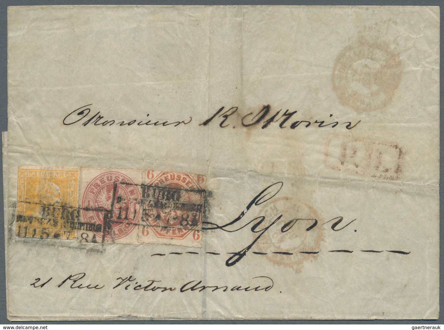 Preußen - Marken Und Briefe: 1858. Faltbriefhülle (Seidenpapier, Bügig), Frankiert Mit 3 Sgr. Orange - Autres & Non Classés