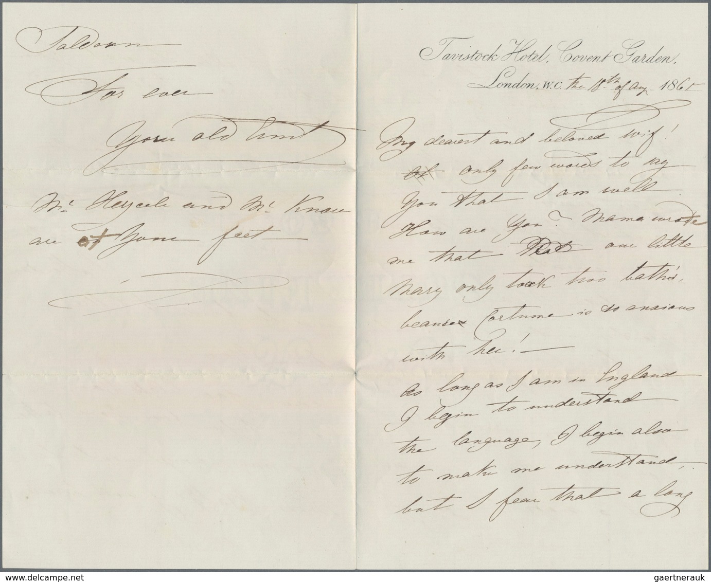 Preußen - Marken Und Briefe: 1861, Brief, Geschrieben Auf Dem Briefpapier Des "Tavistock Hotel" In L - Autres & Non Classés