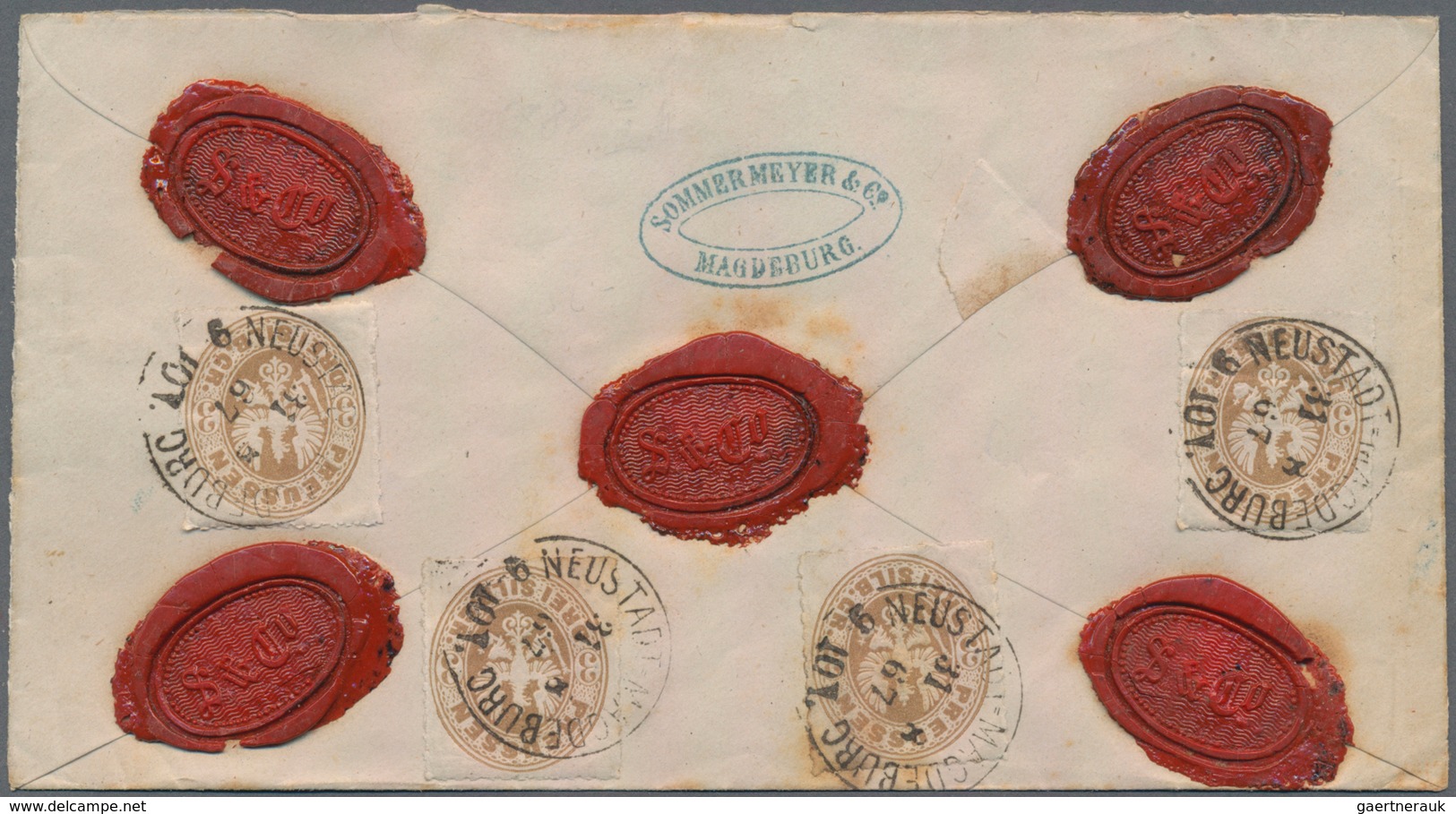 Preußen - Marken Und Briefe: 1862, 3 Sgr Ockerbraun, 4 Stück Als Mehrfachfrankatur Rückseitig Auf Ge - Other & Unclassified