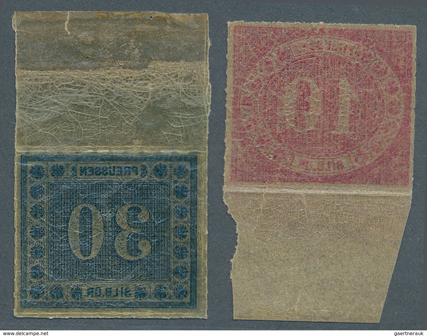 Preußen - Marken Und Briefe: 1866, 10 Sgr Rosarot Und 30 Sgr Grünblau Postfrisch Vom Unter- Bzw. Obe - Other & Unclassified
