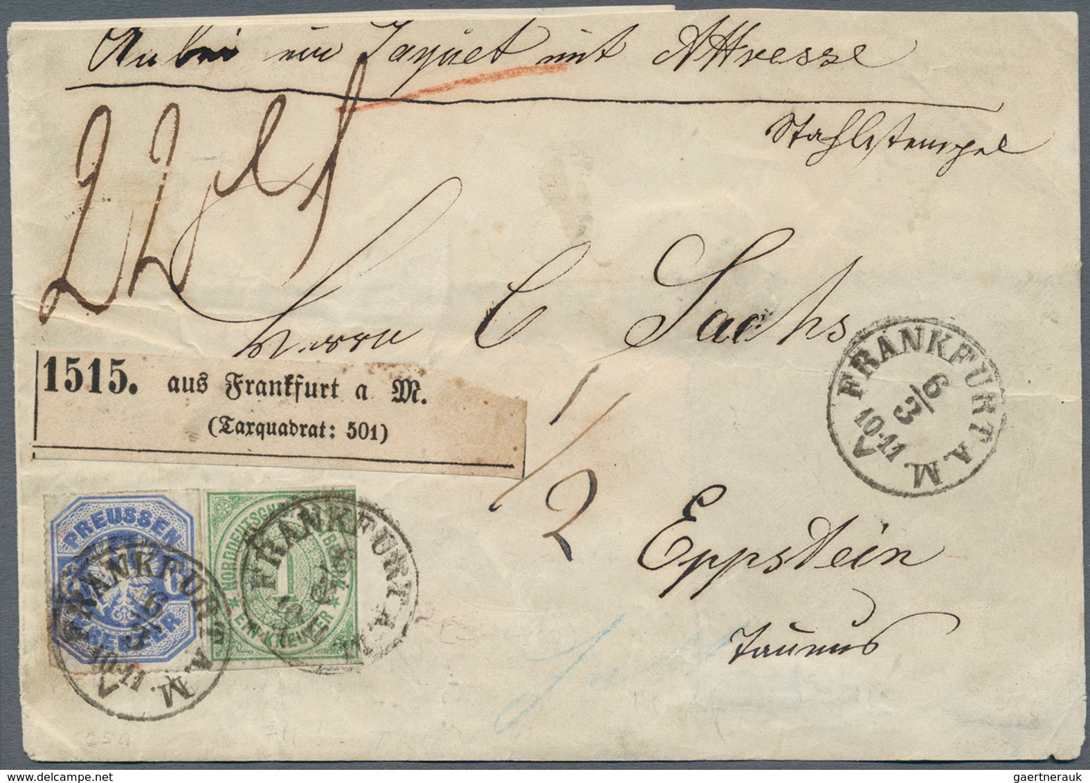Preußen - Marken Und Briefe: 1867, 6 Kreuzer Blau, Mi.-Nr. 25, In Mischfrankatur Mit 1868, Norddt. B - Otros & Sin Clasificación