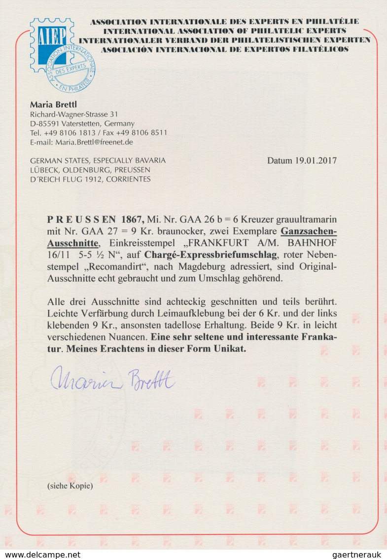 Preußen - Ganzsachenausschnitte: 1867, Kreuzerzeit Und Ehemaliges Postgebiet Von Thurn Und Taxis, Ga - Autres & Non Classés