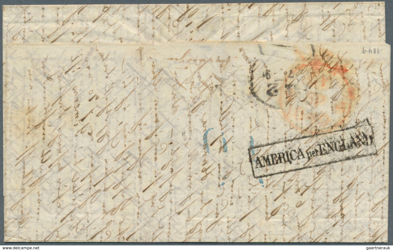 Preußen - Transitstempel: 1849, "AMERIKA Per ENGLAND" Ra 1 In Aachen In Schwarz (nur 1849 Verwendet) - Other & Unclassified