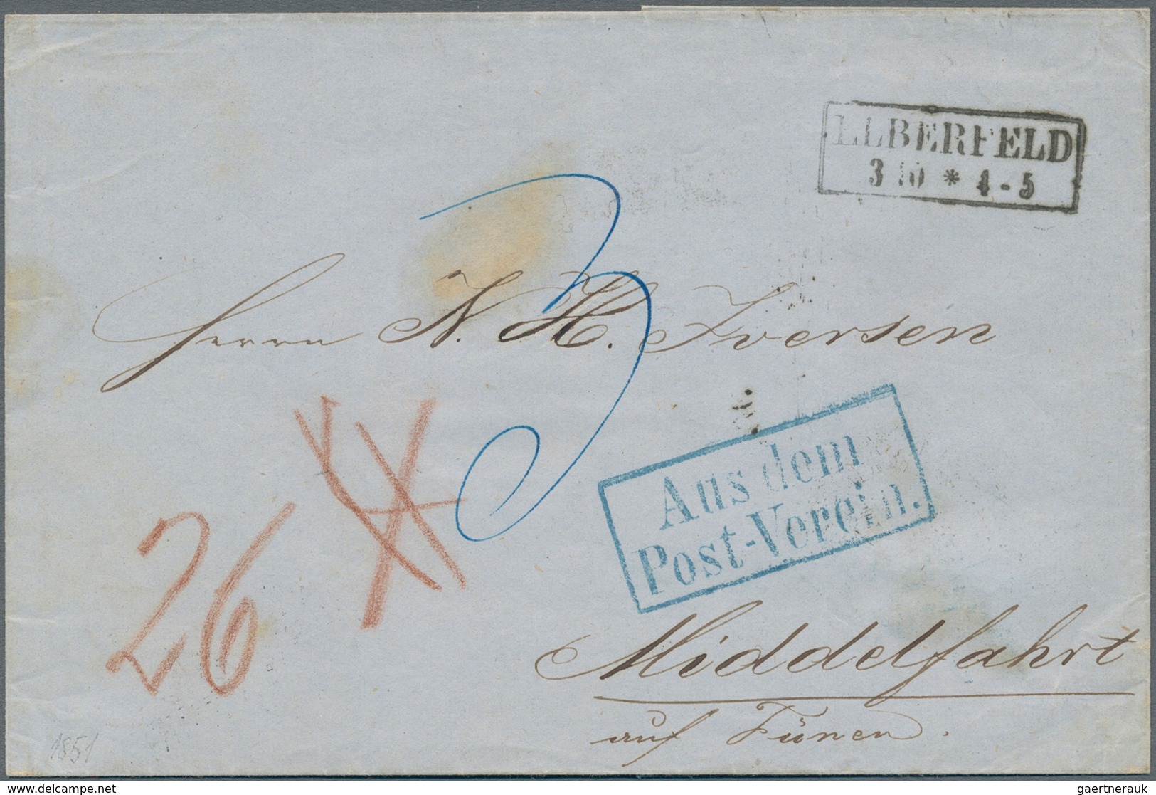 Preußen - Transitstempel: 1851, "Aus Dem Post-Verein", Blauer Ra2, Sauberer Abschlag Auf Faltbriefhü - Other & Unclassified