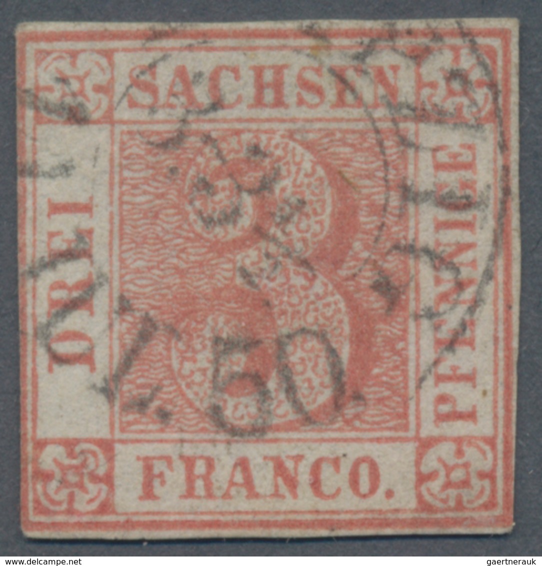 Sachsen - Marken Und Briefe: 1850, 3 Pfg. Rot, Platte II, Type 17, Farbfrisches, Zweiseitig Vollrand - Saxe