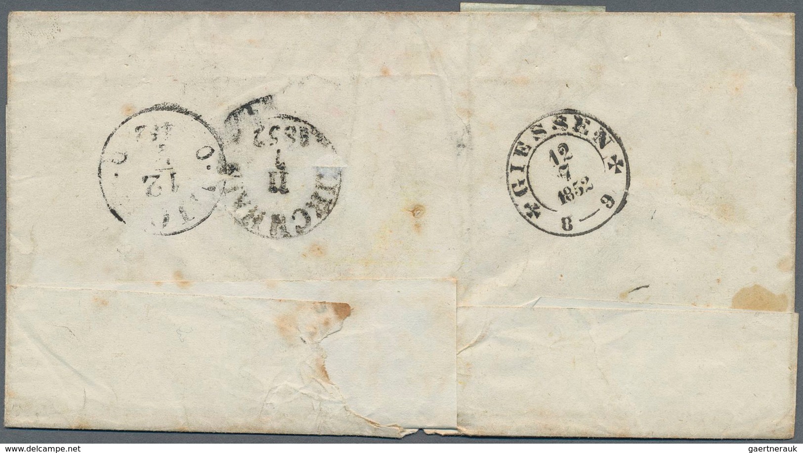 Thurn & Taxis - Marken Und Briefe: 1852, 1/2 Sgr. Schwarz Auf Graugrün, Zwei Einzelstücke (Randstück - Sonstige & Ohne Zuordnung