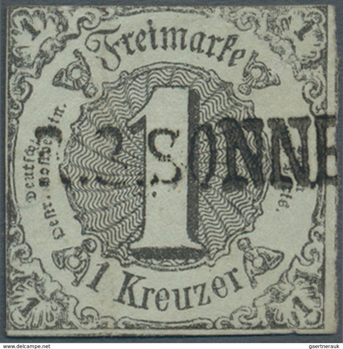 Thurn & Taxis - Marken Und Briefe: 1852, 1 Kr. Schwarz A. Graugrün Mit 1807 Rayon-L1 "R.3.SONNE(NBER - Autres & Non Classés