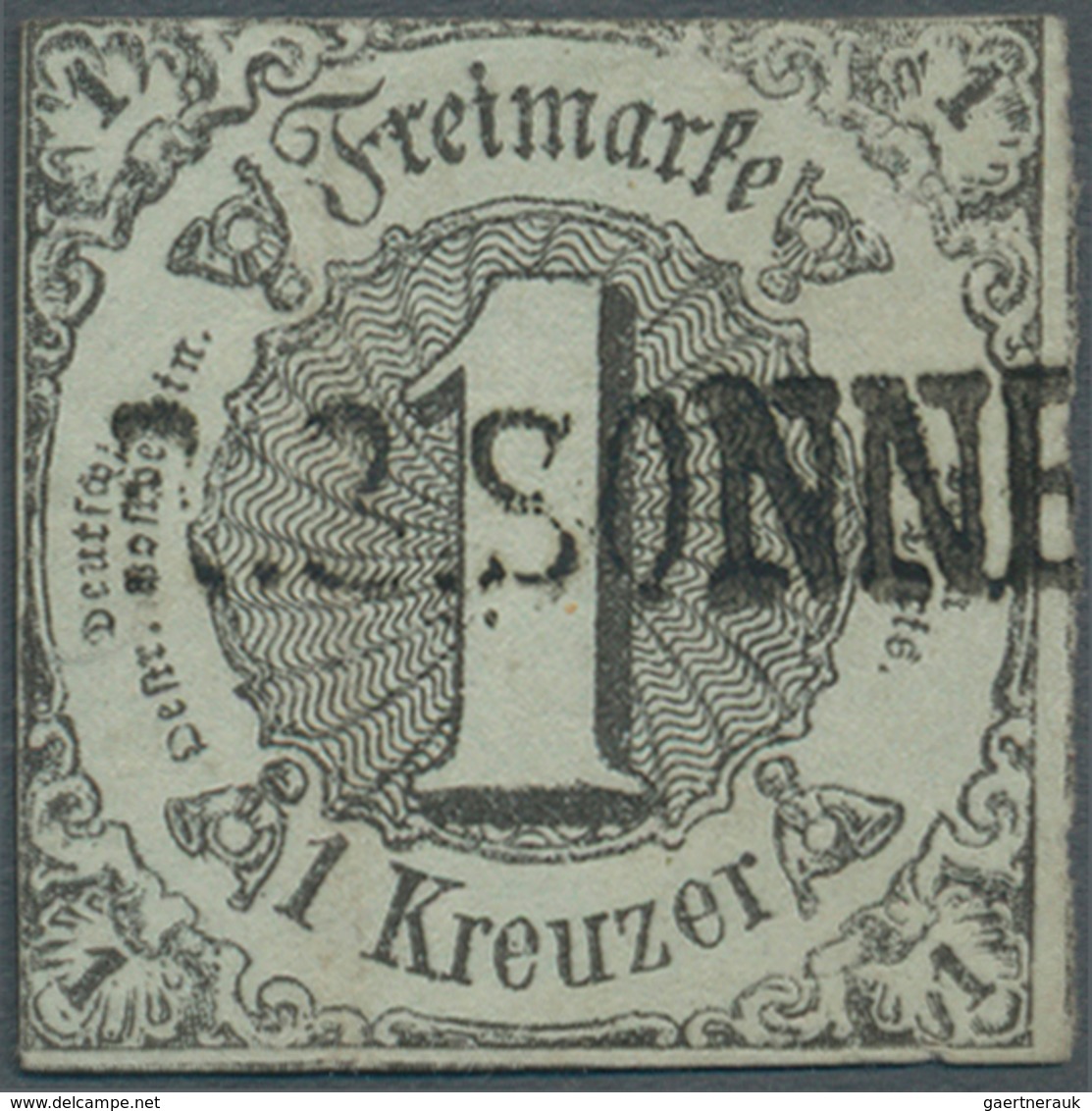 Thurn & Taxis - Marken Und Briefe: 1852, 1 Kr. Schwarz A. Graugrün Mit 1807 Rayon-L1 "R.3.SONNE(NBER - Andere & Zonder Classificatie