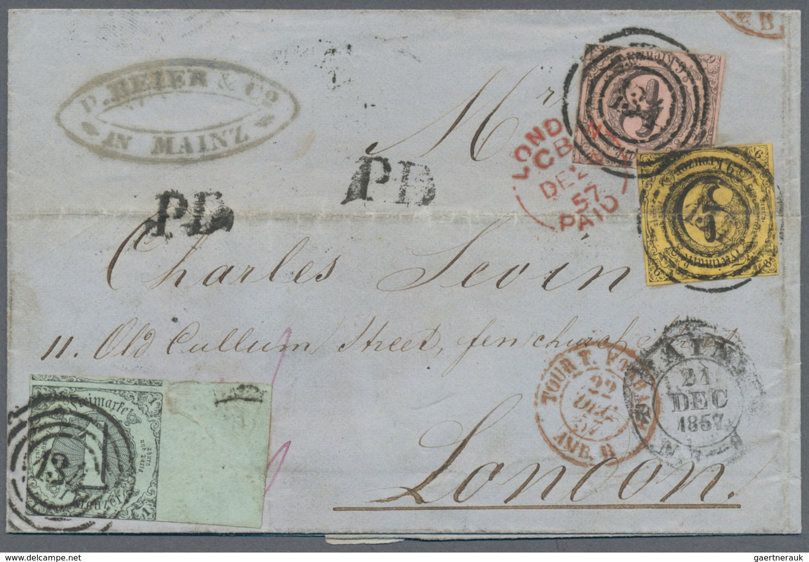 Thurn & Taxis - Marken Und Briefe: 1857, Brief Aus Mainz Nach London/Grossbritannien, Frankiert Mit - Andere & Zonder Classificatie