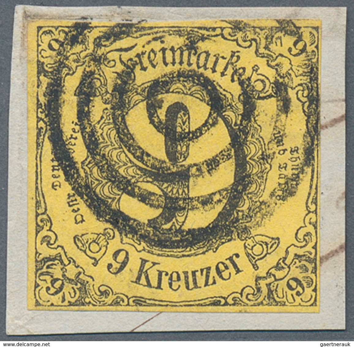 Thurn & Taxis - Marken Und Briefe: 1852, 9 Kr Schwarz A. Gelb Entwertet Mit Seltenem FRANKFURTER VER - Sonstige & Ohne Zuordnung