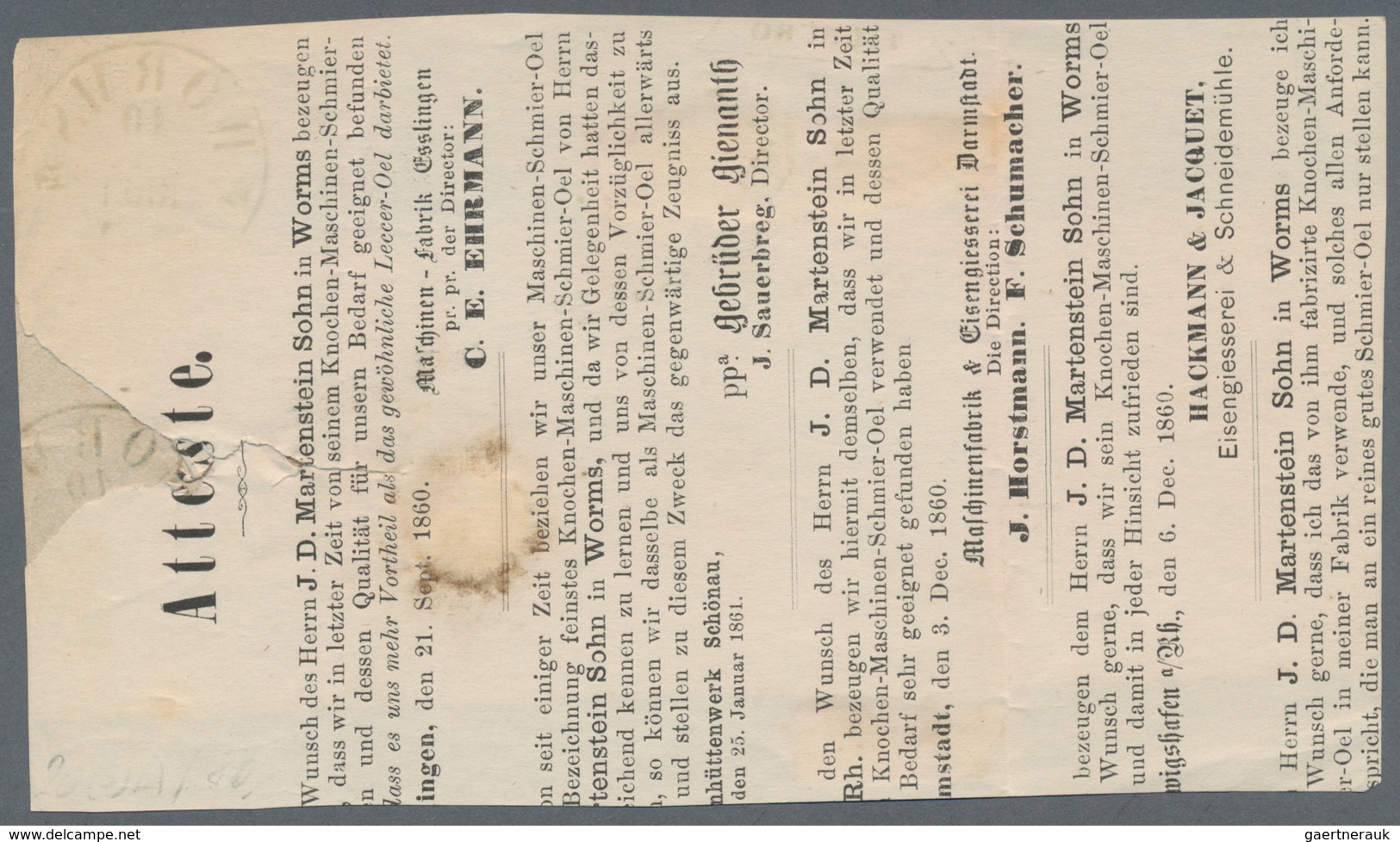 Thurn & Taxis - Marken Und Briefe: 1861, 3 Kreuzer-Frankatur, Bestehend Aus 3 Exemplaren: 1 Kr. Grün - Sonstige & Ohne Zuordnung