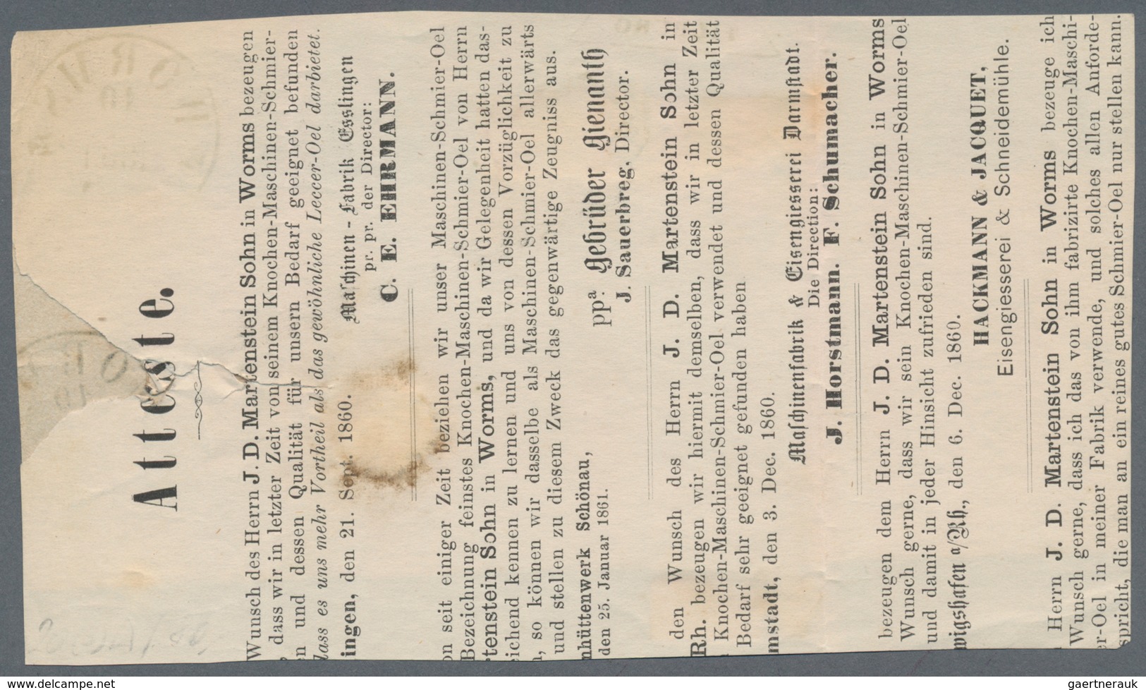 Thurn & Taxis - Marken Und Briefe: 1861, 3 Kreuzer-Frankatur, Bestehend Aus 3 Exemplaren: 1 Kr. Grün - Andere & Zonder Classificatie
