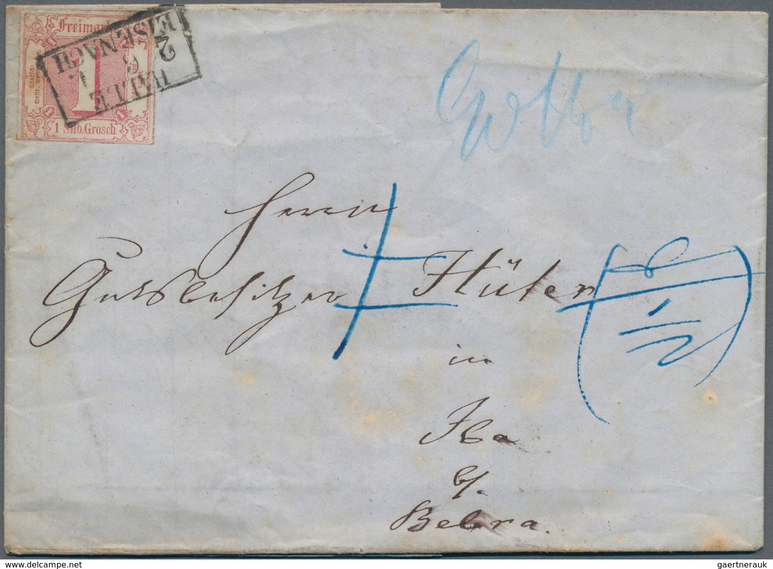 Thurn & Taxis - Marken Und Briefe: 1863, 1 Sgr Karminrot Entwertet Mit BAHNPOST-Stempel "HALLE-EISEN - Andere & Zonder Classificatie