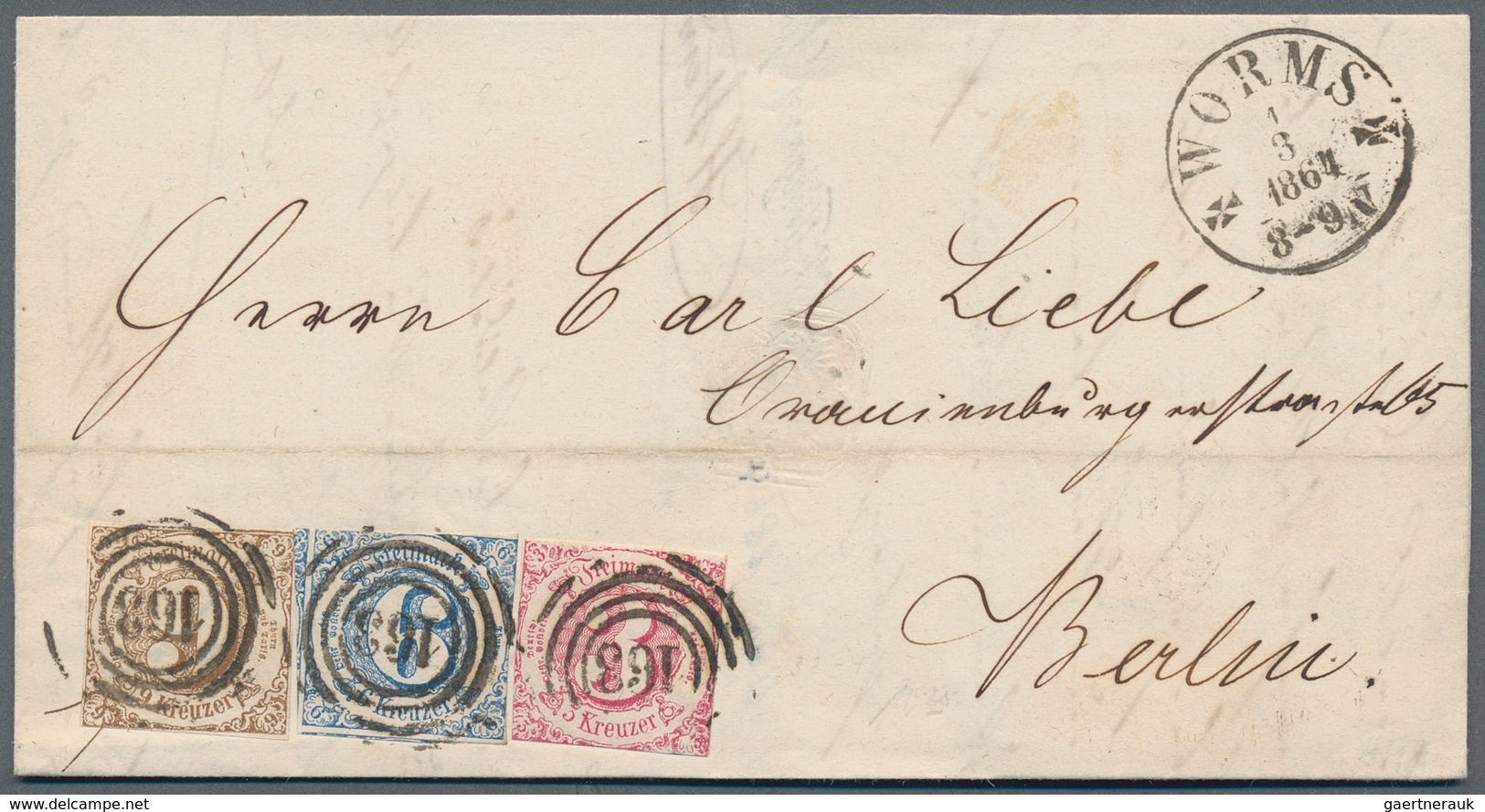 Thurn & Taxis - Marken Und Briefe: 1864, 3 Kr., 6 Kr. Und 9 Kr., Die Komplette Kreuzer-Ausgabe Als W - Autres & Non Classés