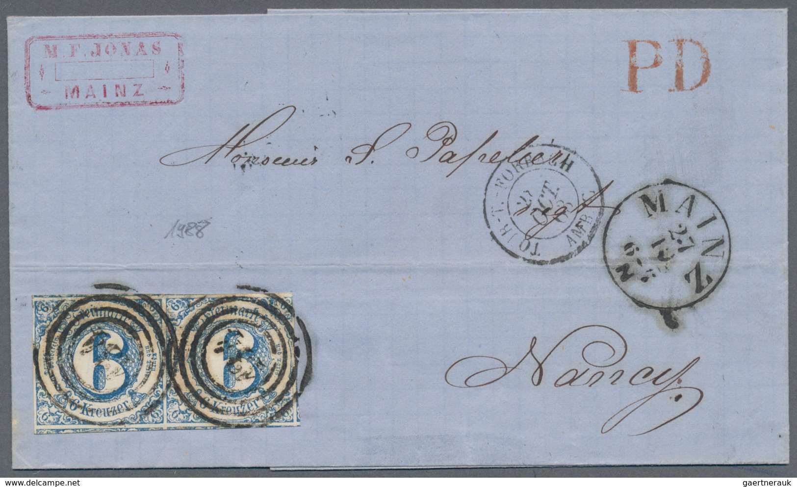 Thurn & Taxis - Marken Und Briefe: 1863, 12 Kr.- Frankatur, Bestehend Aus 6 Kr. Blau, Waagerechtes P - Autres & Non Classés