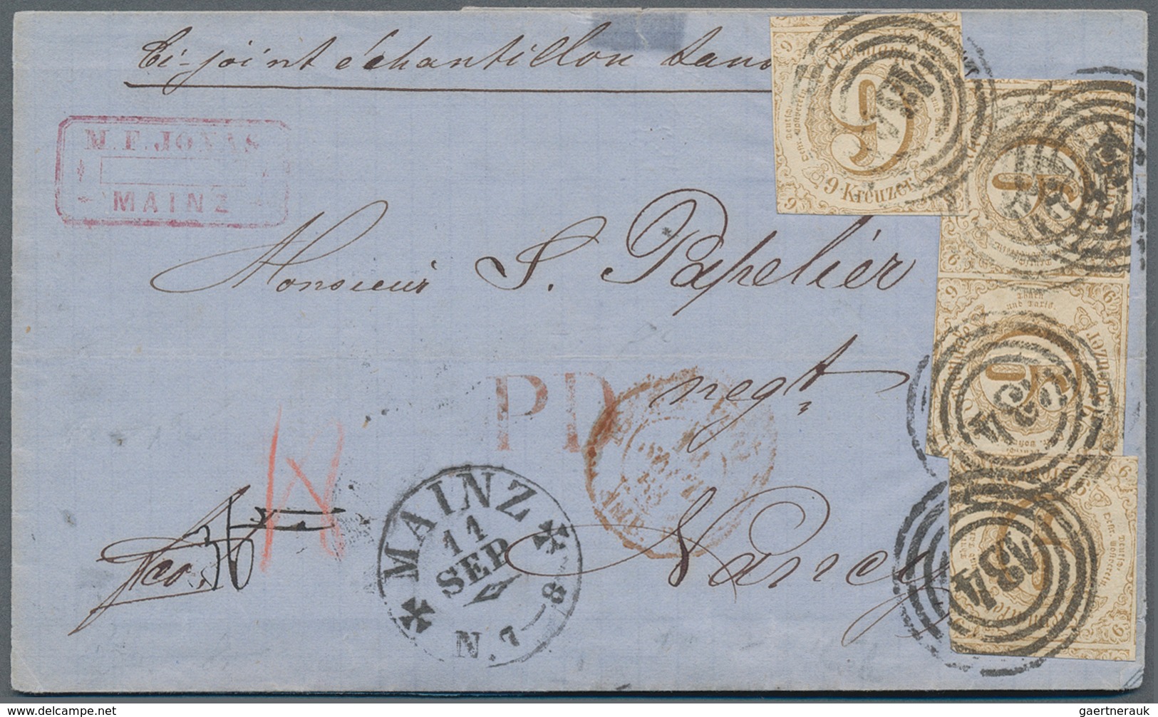 Thurn & Taxis - Marken Und Briefe: 1863, 36-Kreuzer Frankatur, Bestehend Aus 4 Exemplaren Der 9 Kr. - Autres & Non Classés