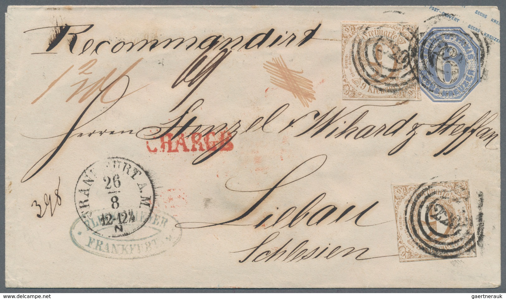 Thurn & Taxis - Marken Und Briefe: 1863, GA-Umschlag 6 Kr. Ultramarin, Lange Gummierung Mit Zusatzfr - Other & Unclassified