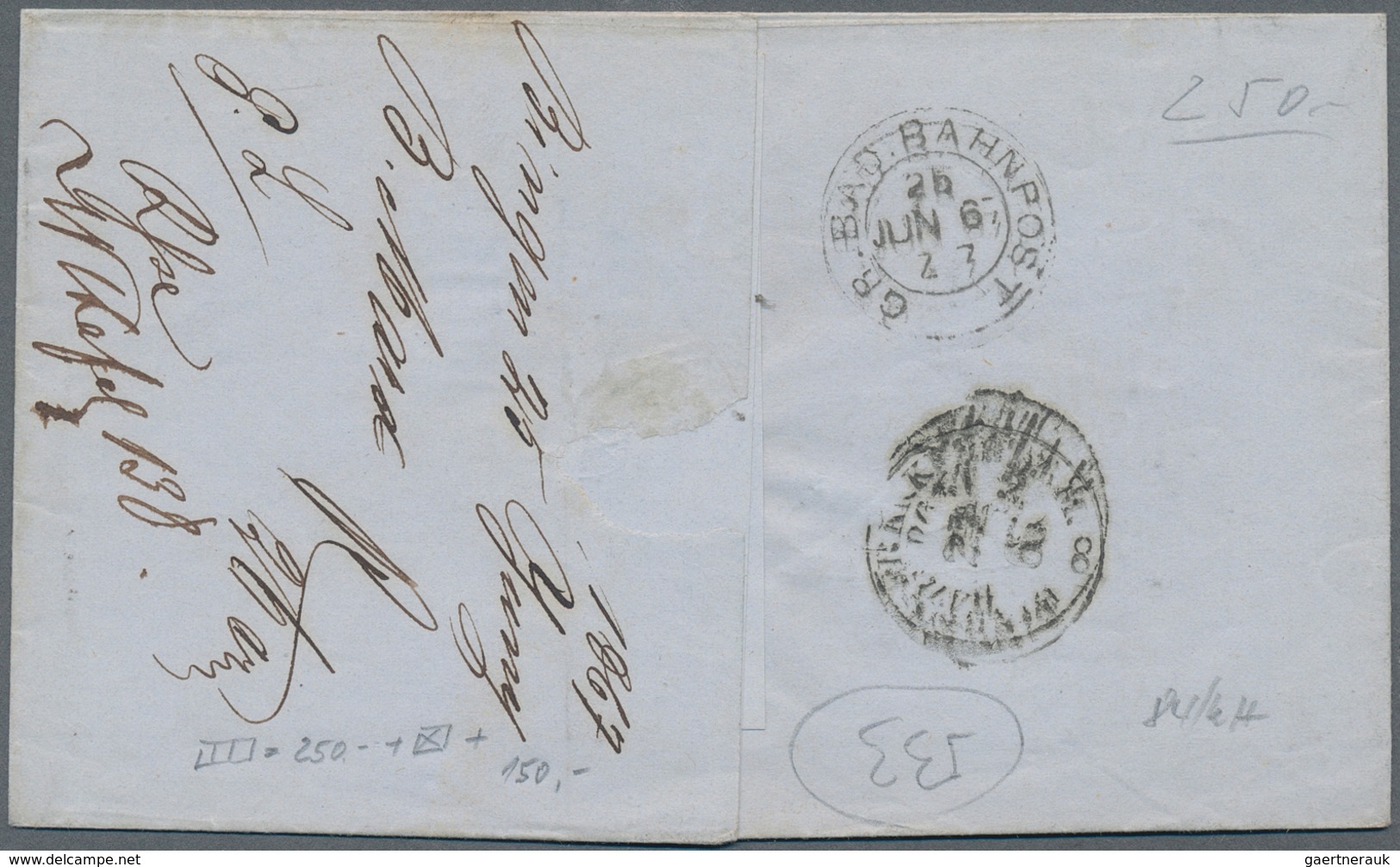 Thurn & Taxis - Marken Und Briefe: 1866, 1 Kr. Gelblichgrün, Waagerechter Dreierstreifen, Oben Teils - Sonstige & Ohne Zuordnung