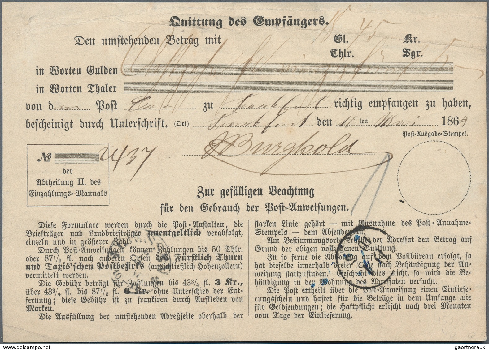 Thurn & Taxis - Marken Und Briefe: 1867, 3 Kreuzer Karminrot Entwertet Mit "183" Und Beigesetzt K1 " - Other & Unclassified