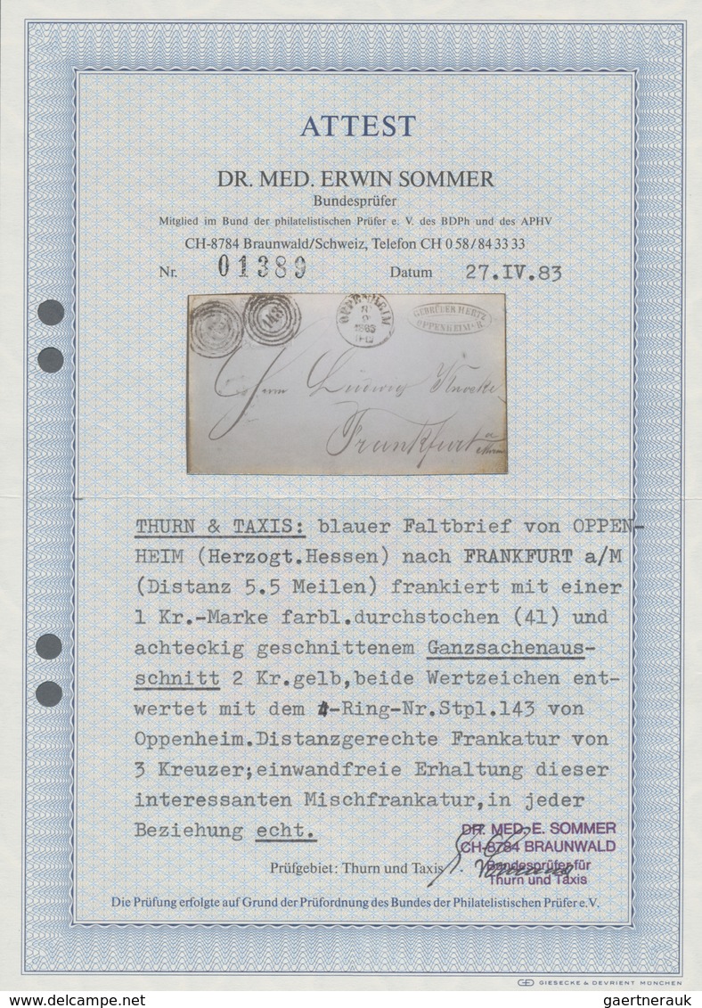 Thurn & Taxis - Ganzsachenausschnitte: 1862, 2 Kr. Gelb, Achteckig Geschnitten, Zusammen Mit 1 Kr. G - Other & Unclassified