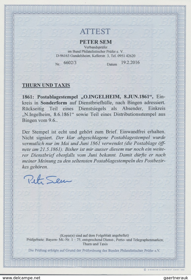 Thurn & Taxis - Postablagestempel: OBER-INGELHEIM, K1 Schwarz Auf Dienstbriefhülle Nach Bingen. Foto - Autres & Non Classés
