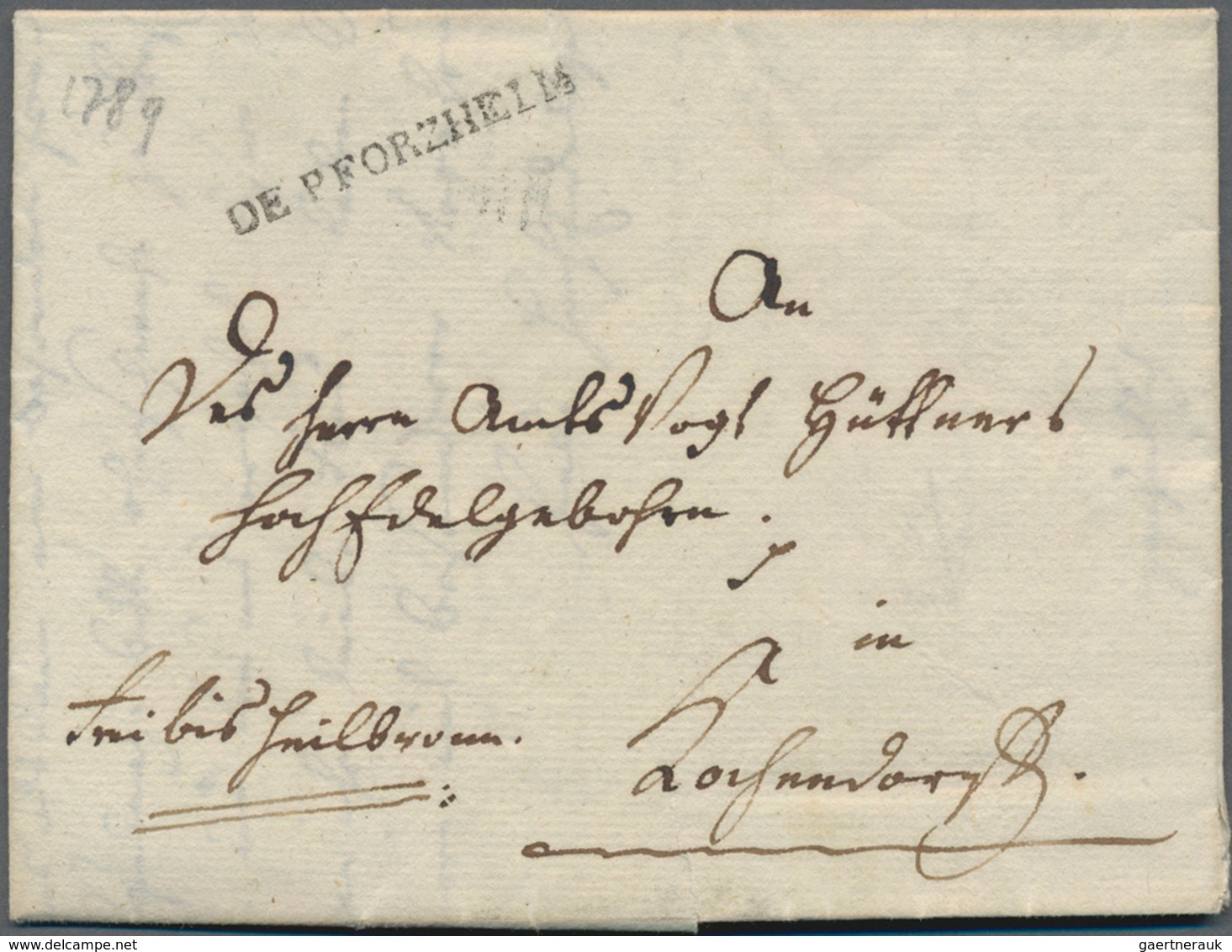 Württemberg - Vorphilatelie: DE PFORZHEIM, Zwei Faltbriefe Von 1789/1799 Mit Deutlichen L1 In Unters - Vorphilatelie