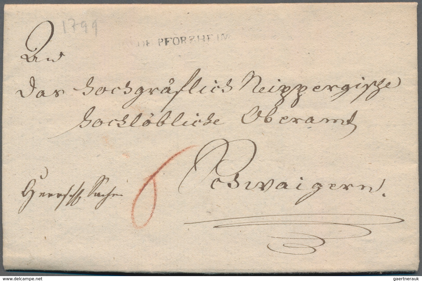 Württemberg - Vorphilatelie: DE PFORZHEIM, Zwei Faltbriefe Von 1789/1799 Mit Deutlichen L1 In Unters - Prephilately