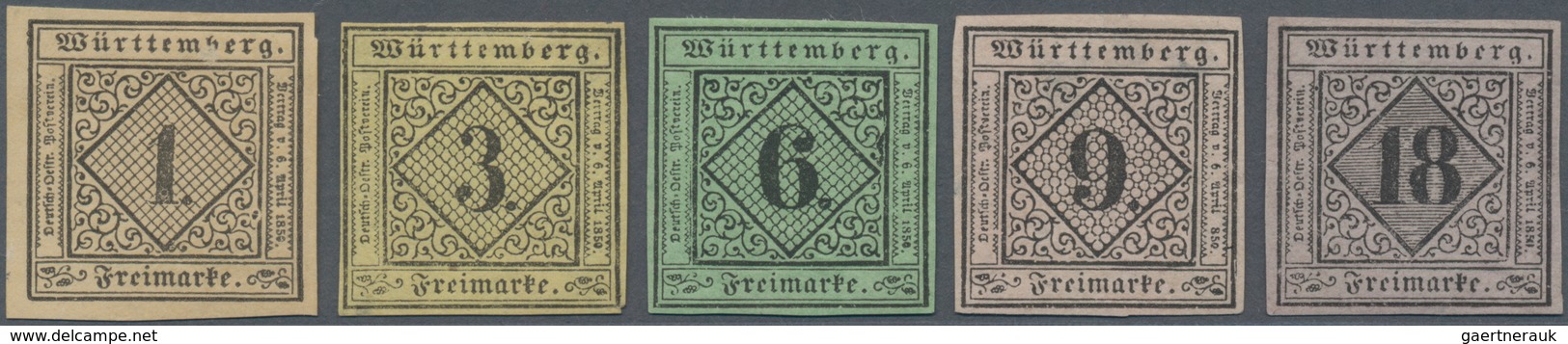 Württemberg - Marken Und Briefe: 1851, Ziffern 1 Kr. Bis 18 Kr. "Amtliche Neudrucke Von 1865" Meist - Other & Unclassified