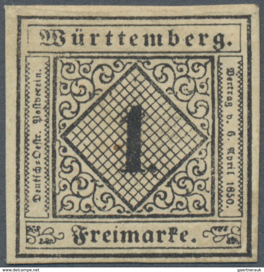 Württemberg - Marken Und Briefe: 1851, Ziffern 1 Kr. Schwarz Auf Gelbweiß In Type II Ungebraucht Ohn - Other & Unclassified