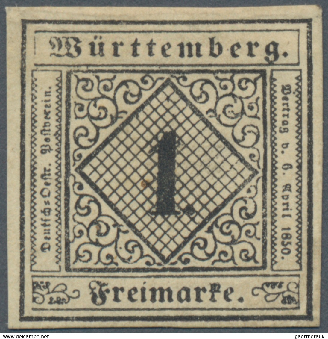 Württemberg - Marken Und Briefe: 1851, Ziffern 1 Kr. Schwarz Auf Gelbweiß In Type II Ungebraucht Ohn - Sonstige & Ohne Zuordnung