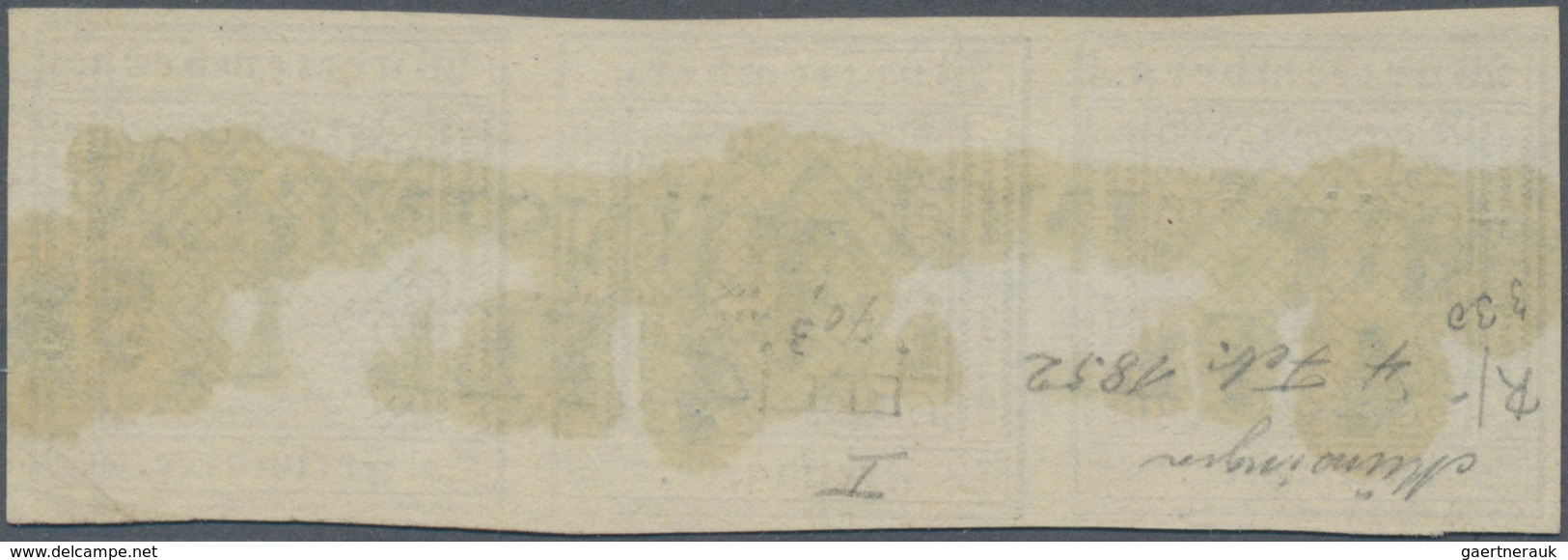 Württemberg - Marken Und Briefe: 1851 Ziffern 1 Kr. Schwarz Auf Gelbweiß Im DREIERSTREIFEN Mit Blaue - Other & Unclassified