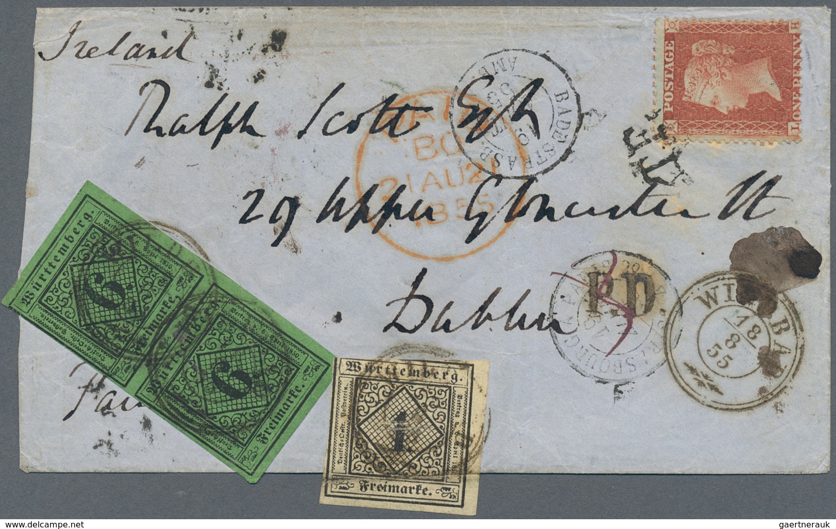 Württemberg - Marken Und Briefe: Württemberg 1855 (18. Aug.): Brief Von Wildbad über Frankreich Nach - Sonstige & Ohne Zuordnung
