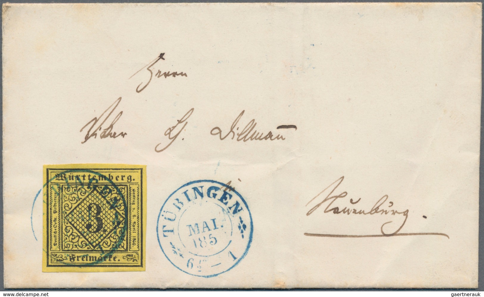 Württemberg - Marken Und Briefe: 1852/1853, Drei Briefe Mit 3 Kr. Schwarz Auf Gelb: Zwei übereinande - Other & Unclassified