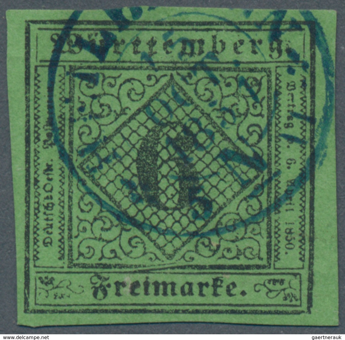 Württemberg - Marken Und Briefe: 1851, Ziffern 6 Kr. Schwarz Auf Gelbgrün Mit ERSTTAGS-STEMPEL "HEIL - Other & Unclassified