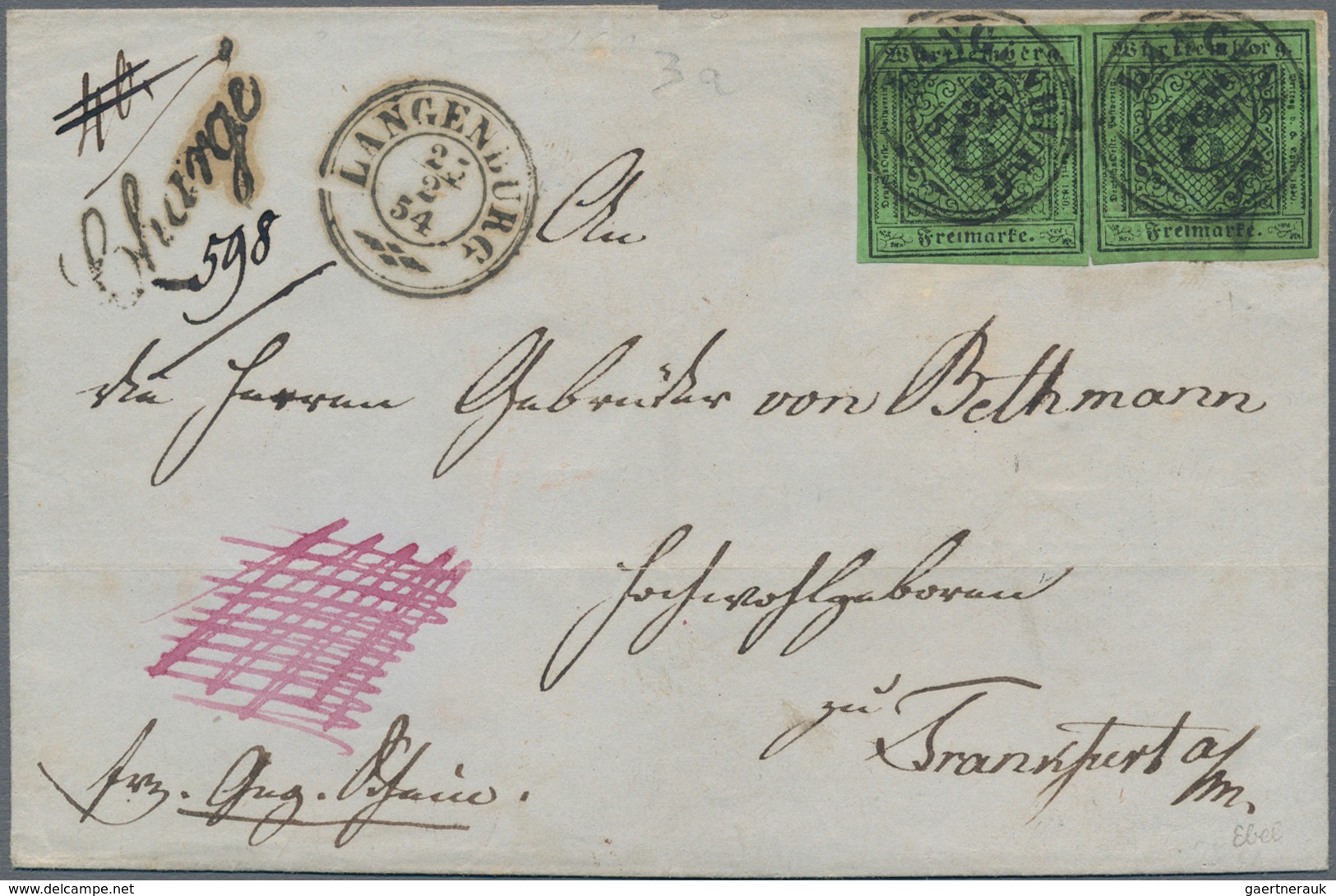 Württemberg - Marken Und Briefe: 1851, 2 X 6 Kr Schwarz A. Grün, Allseits Vollrandig, Nebeneinander - Other & Unclassified