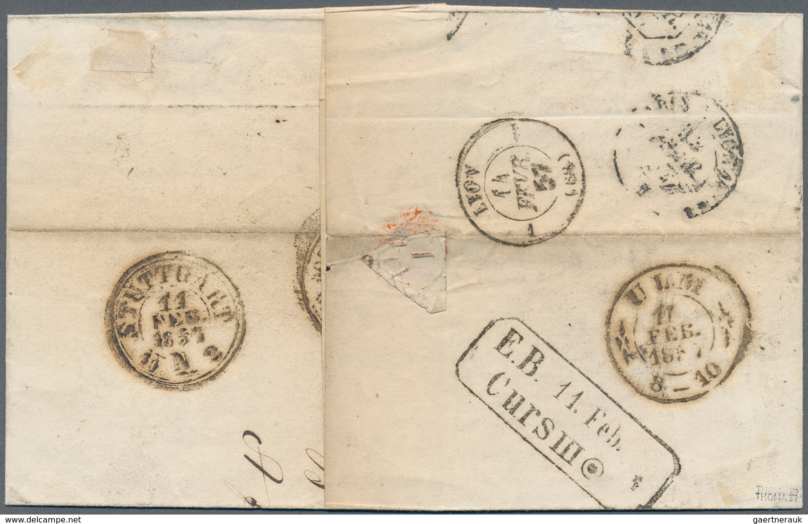 Württemberg - Marken Und Briefe: 1857, Seltene Mischfrankatur, 6 Kr. Schwarz /Blaugrün Und 9 Kr, Sch - Other & Unclassified