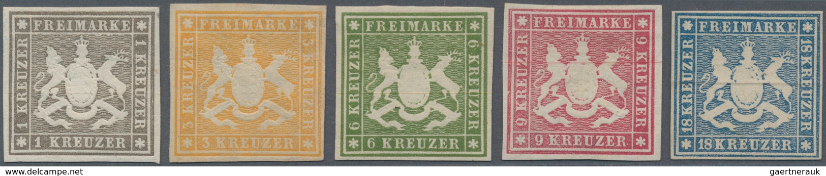 Württemberg - Marken Und Briefe: 1857, Wappen 1 Kr. Bis 18 Kr. "Amtliche Neudrucke Von 1865" Mit Sei - Other & Unclassified