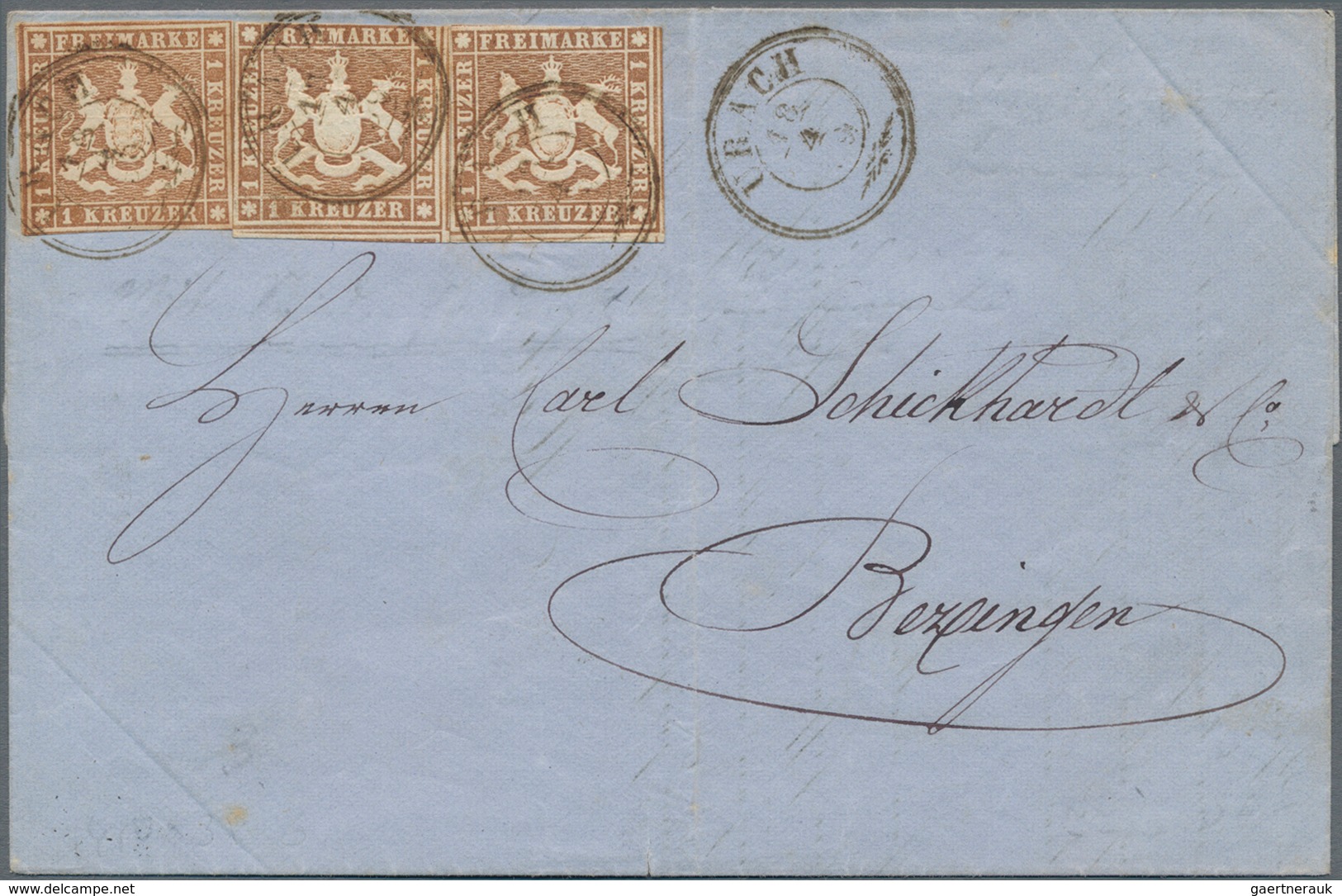 Württemberg - Marken Und Briefe: 1857, 1 Kr Rötlichbraun/braun, 3 Marken In Zwei Verschiedenen Farbn - Otros & Sin Clasificación