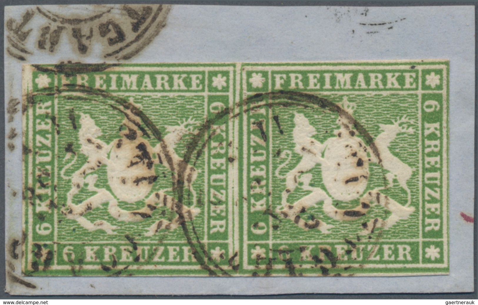 Württemberg - Marken Und Briefe: 1857, Wappen 6 Kr. Mit Seidenfaden In B-Farbe Giftgrün Im Waagrecht - Other & Unclassified