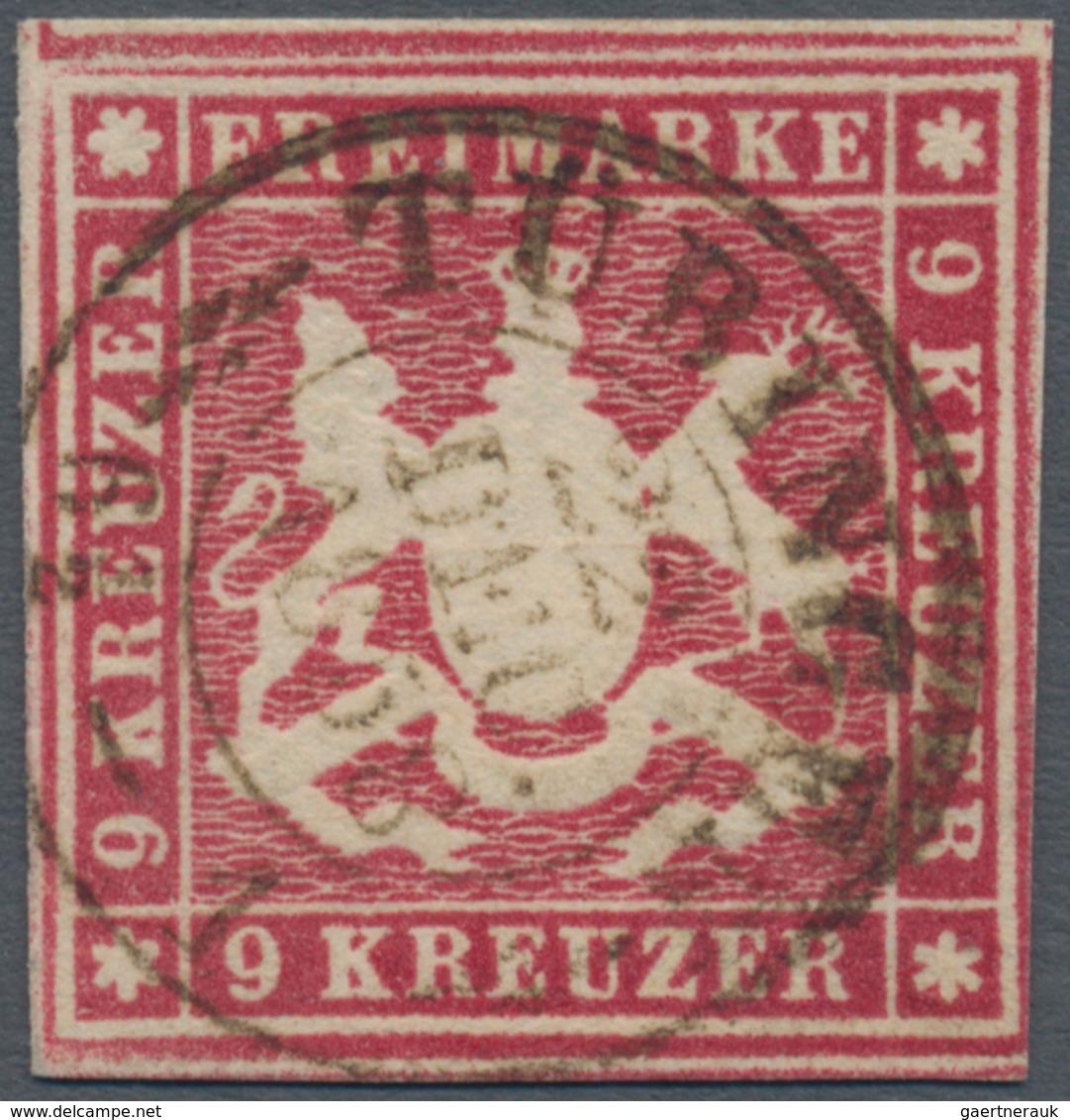 Württemberg - Marken Und Briefe: 1857, Freimarke Wappen 9 Kr. Dunkellilarot, Farbtiefes Exemplar Vol - Other & Unclassified