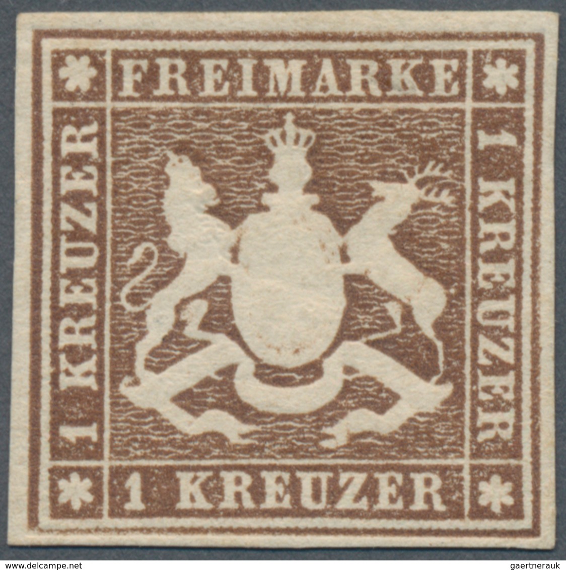 Württemberg - Marken Und Briefe: 1859, Wappen 1 Kr. Braun Ohne Seidenfaden, Ungebraucht Mit Vollem O - Other & Unclassified