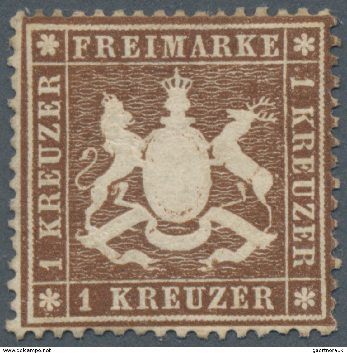Württemberg - Marken Und Briefe: 1860, Wappen 1 Kr. Braun, Dickes Papier Eng Gezähnt Ungebraucht Ohn - Other & Unclassified