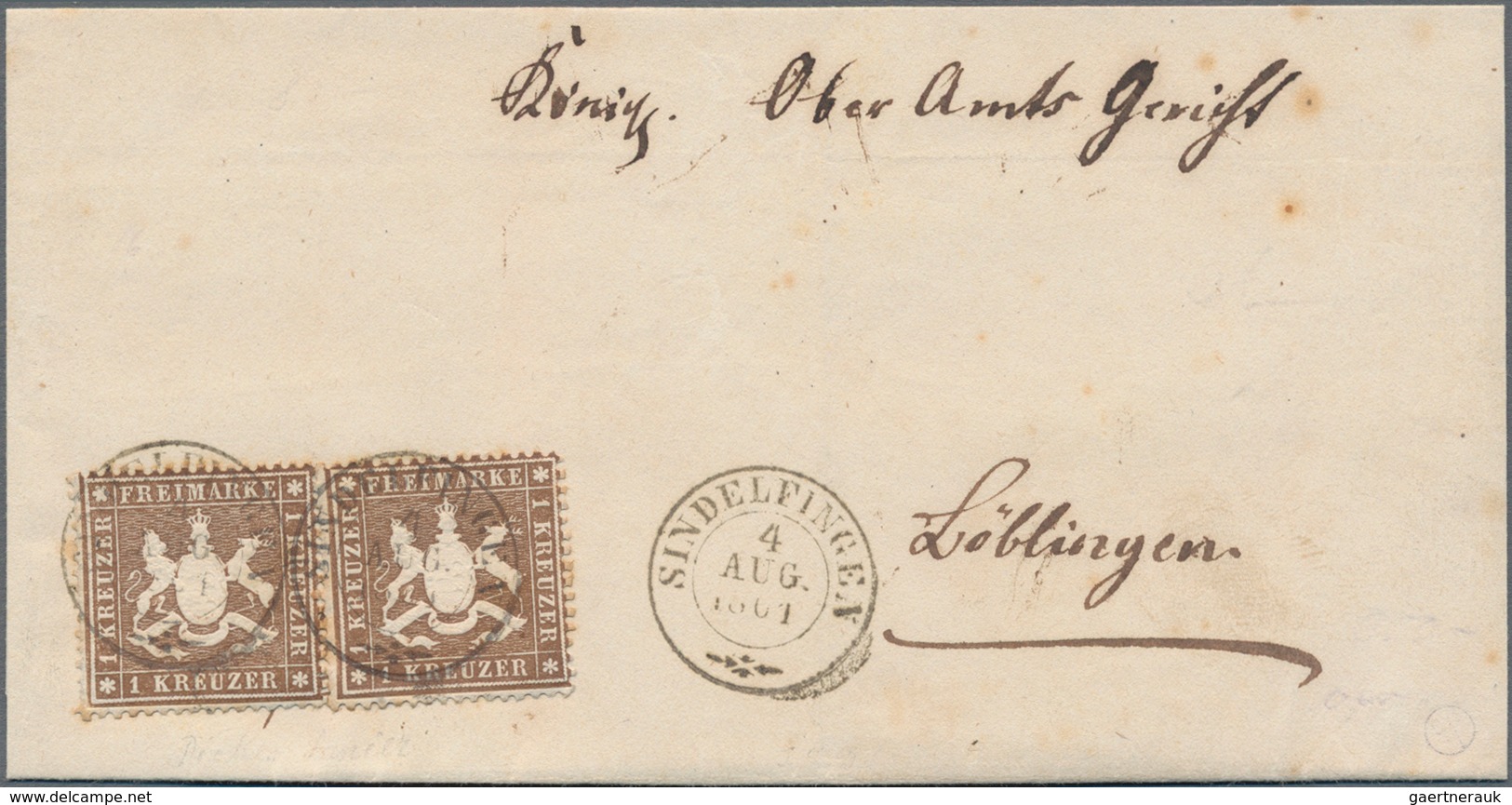 Württemberg - Marken Und Briefe: 1860, 2 X 1 Kr Braun, Dickes Papier, Jeweils Gut Gezähnt, Als Porto - Other & Unclassified