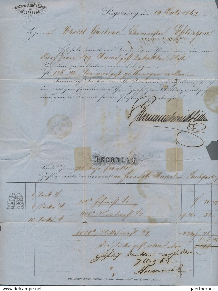 Württemberg - Marken Und Briefe: 1861, 1 Kr Dunkelbraun, Dünnes Papier, Teil-Barfrankatur Auf Faltbr - Other & Unclassified