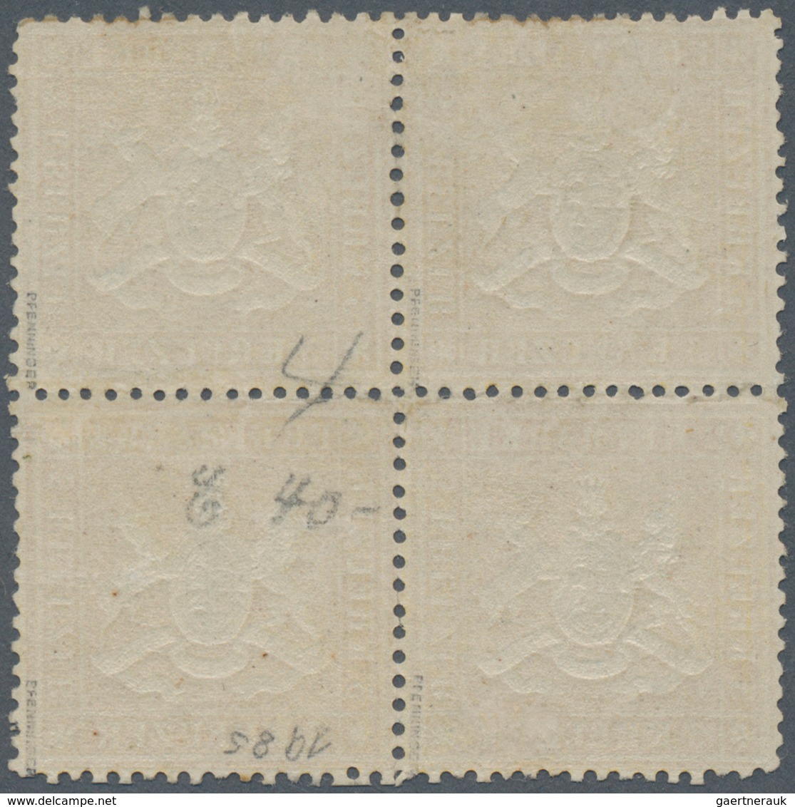 Württemberg - Marken Und Briefe: 1861, Wappen 3 Kr. Gelborange, Dünnes Papier Eng Gezähnt Im VIERERB - Other & Unclassified