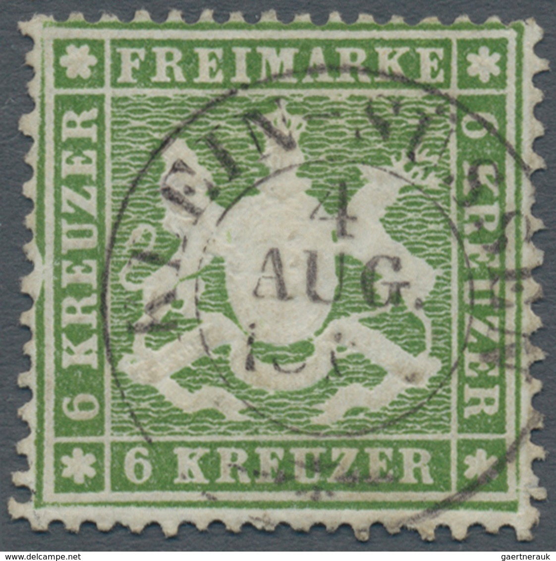 Württemberg - Marken Und Briefe: 1861, Wappen 6 Kr. Grün Auf Eng Gezähntem Dünnen Papier Mit Platten - Other & Unclassified