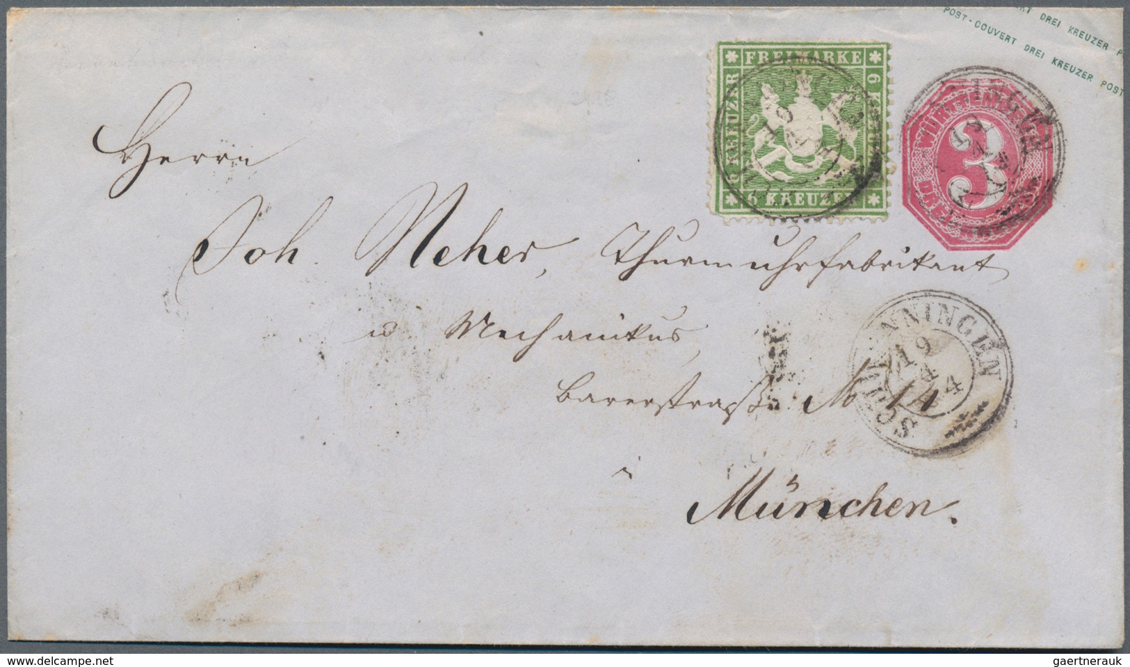 Württemberg - Marken Und Briefe: 1861, Wappen 6 Kr. Grün Auf Eng Gezähntem Dünnen Papier Als Zusatzf - Other & Unclassified