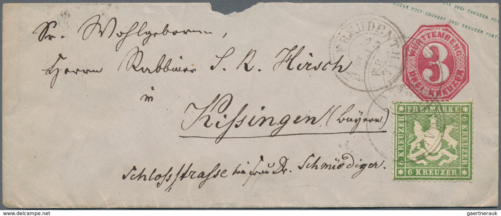 Württemberg - Marken Und Briefe: 1861/1863, 3 Kr Karmin Ganzsachenumschlag Im Kleinen Format (146 : - Other & Unclassified